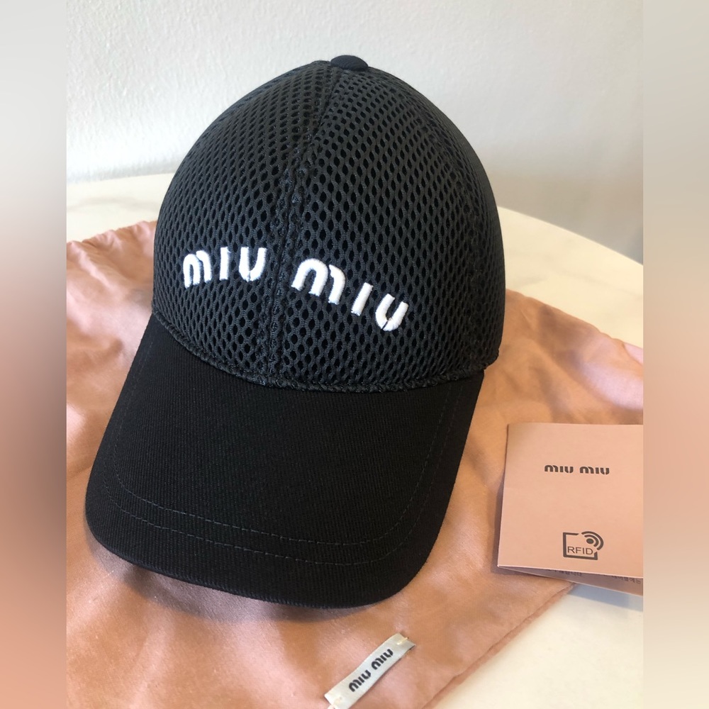 MiuMiu black mesh baseball cap